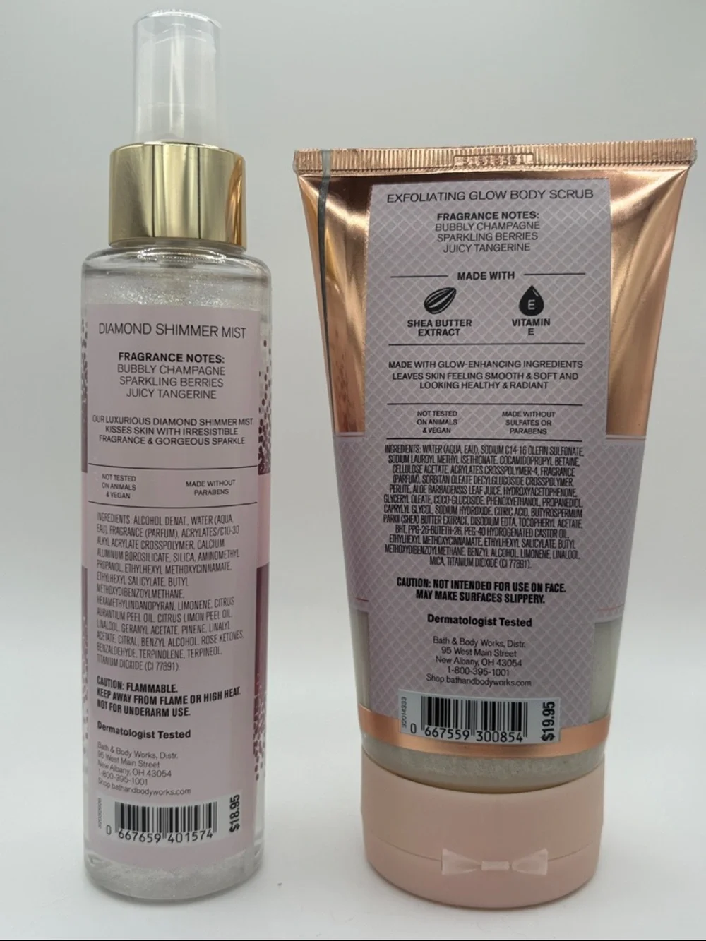 Bath & Body Works Champagne Toast Diamond Shimmer Mist & Exfoliating Glow Scrub